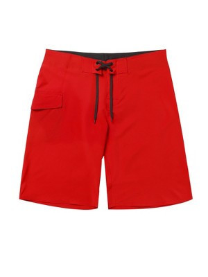 TATT 21 Men's Summer Casual Solid Color Elastic Waist Beach Swimwear Shorts Red 28 | Target