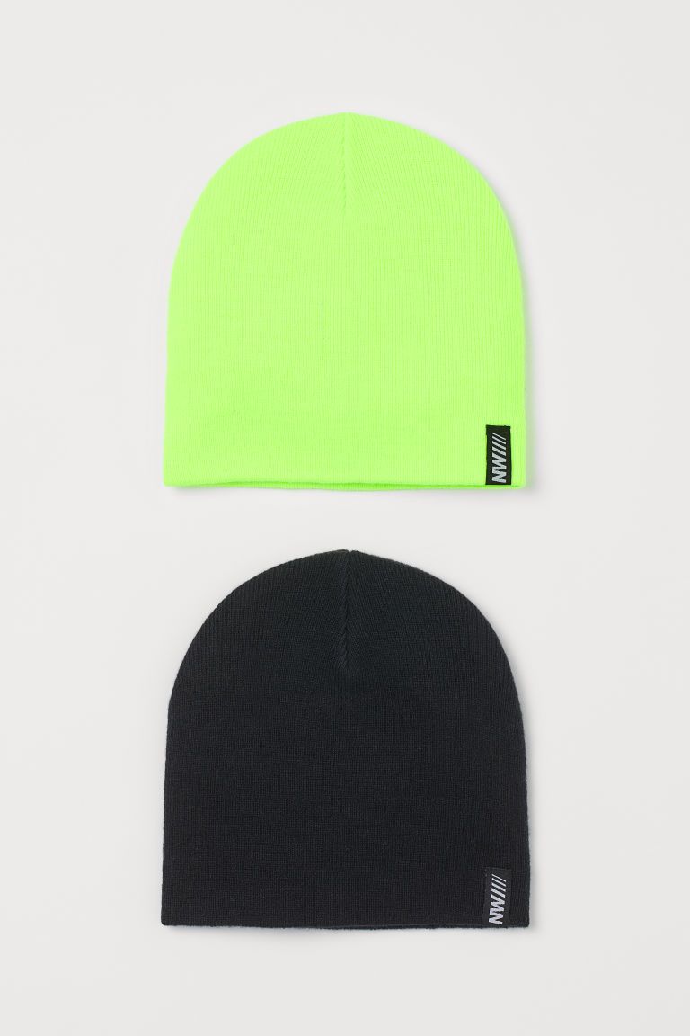 H & M - 2-pack Fine-knit Hats - Green | H&M (US + CA)