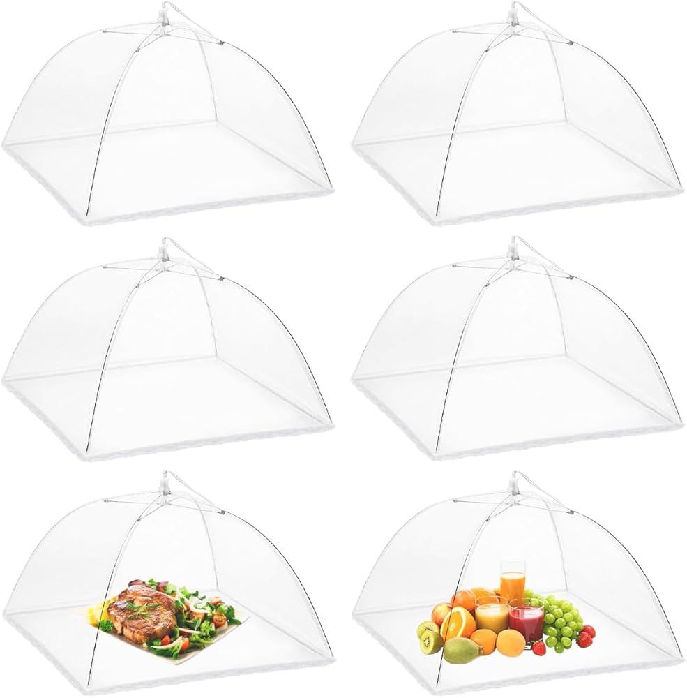 Onarway 6 Pack Food Covers 17 Inch Pop-Up Encrypted Mesh Plate Serving Tents, Fine Net Screen Umb... | Amazon (US)