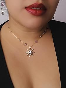 Sacina Sun Choker Necklace, Natural Crystal Necklace, Boho Hippie Jewelry, Christmas Jewelry Gift... | Amazon (US)
