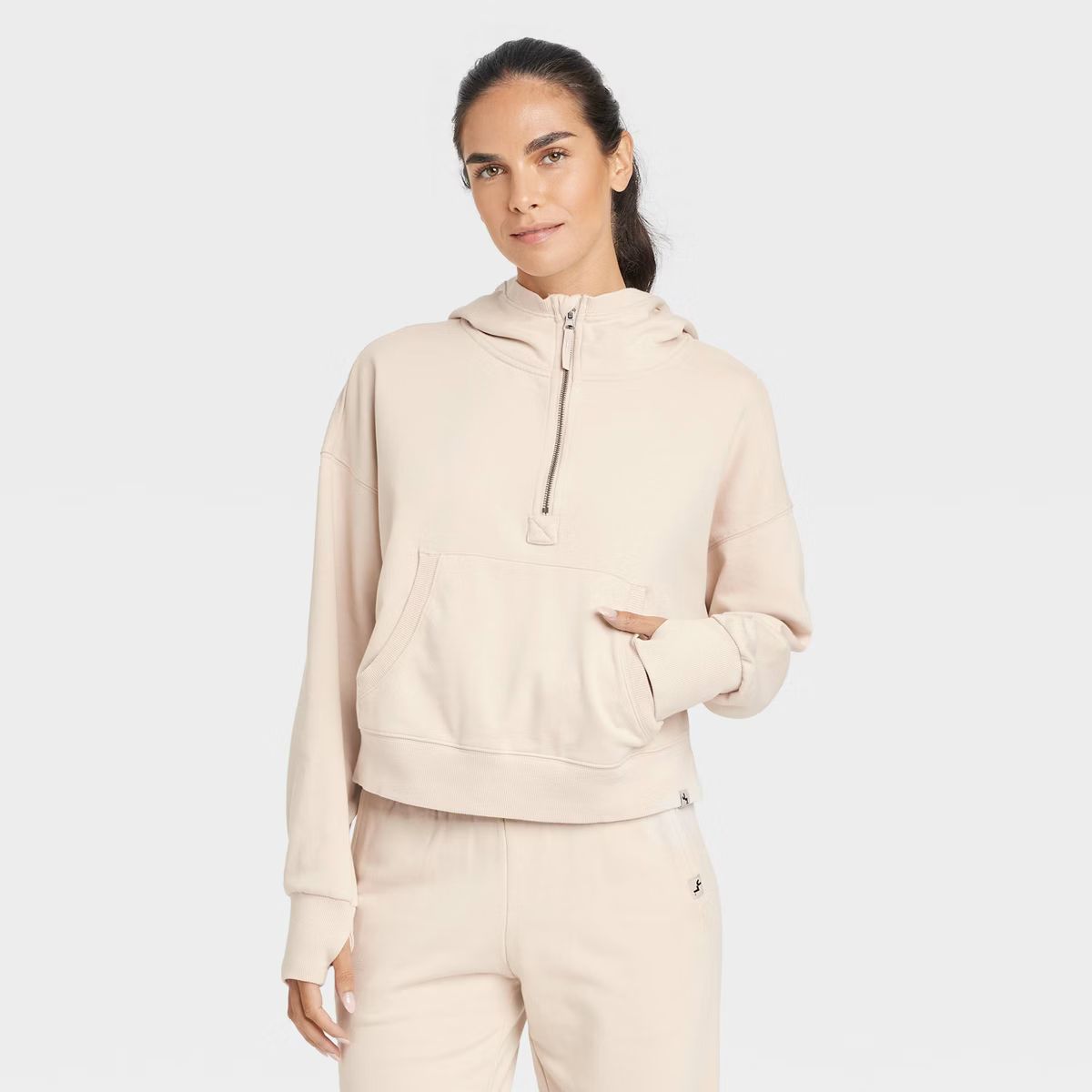 Women's French Terry 1/2 Zip Hooded Pullover Sweatshirt - JoyLab™ | Target