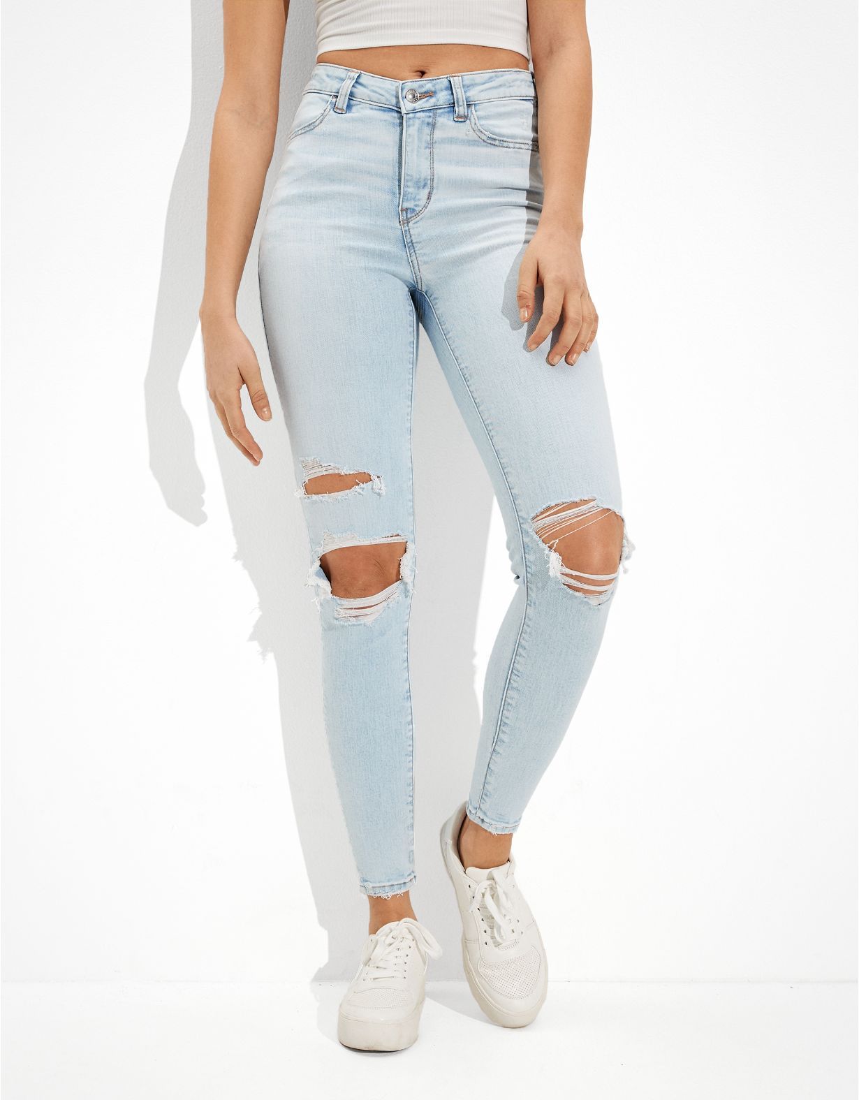 AE Ne(x)t Level Ripped High V-Rise Jegging | American Eagle Outfitters (US & CA)