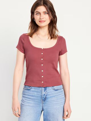 Rib-Knit Button-Down Top | Old Navy (US)