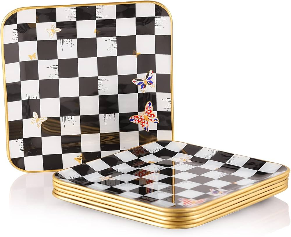 Amazon.com: Glass Plate Set 7,8 Inch - Salad Plates | Dessert Appetizer Plates - Glass Lunch Plat... | Amazon (US)