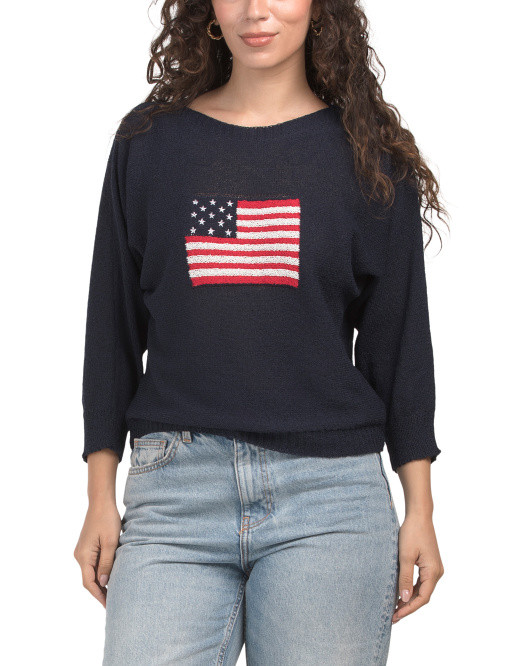 American Flag Three-quarter Sleeve Sweater | TJ Maxx