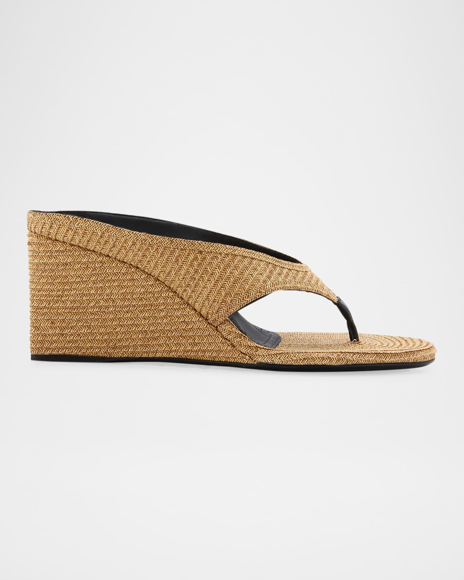 Raffia Wedge Thong Sandals | Neiman Marcus