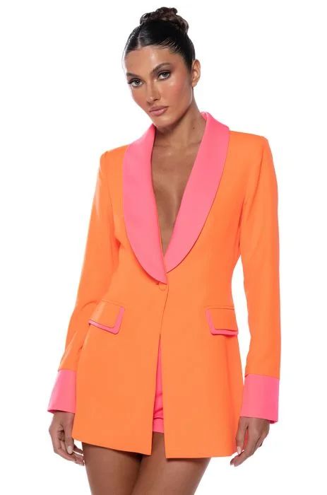 SUNSETS IN MIAMI NEON FITTED BLAZER IN NEON PINK | AKIRA