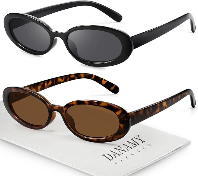 DANAMY Sunglasses Womens Retro Oval Sunglasses for Women Men Fashion Small Oval Sun Glasses 90s V... | Amazon (US)