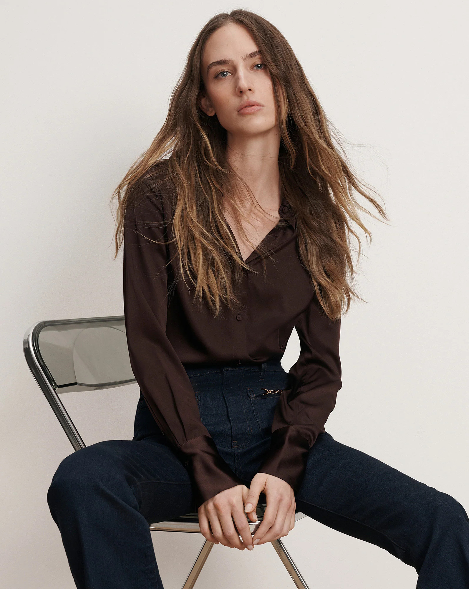 Monique Silk Button-Down Shirt | Veronica Beard