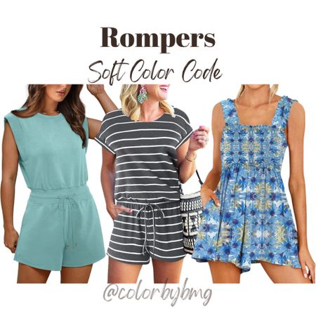 
Soft Color Code Rompers
Colors:
Light Teal
Gray & White
White Blue Floral

Soft Autumn 
Soft Summer 

