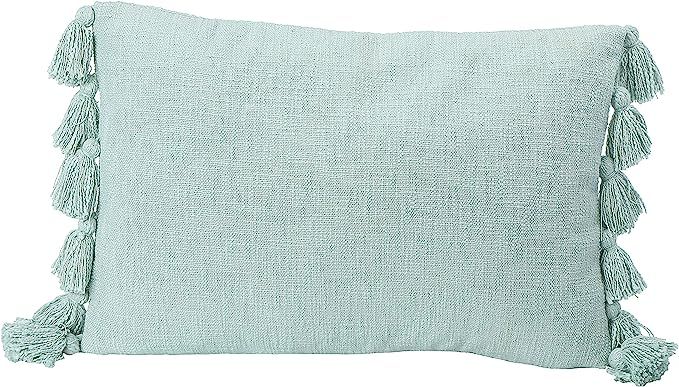 Creative Co-Op Lumbar Aqua w/Tassels Cotton Slub Pillow | Amazon (US)