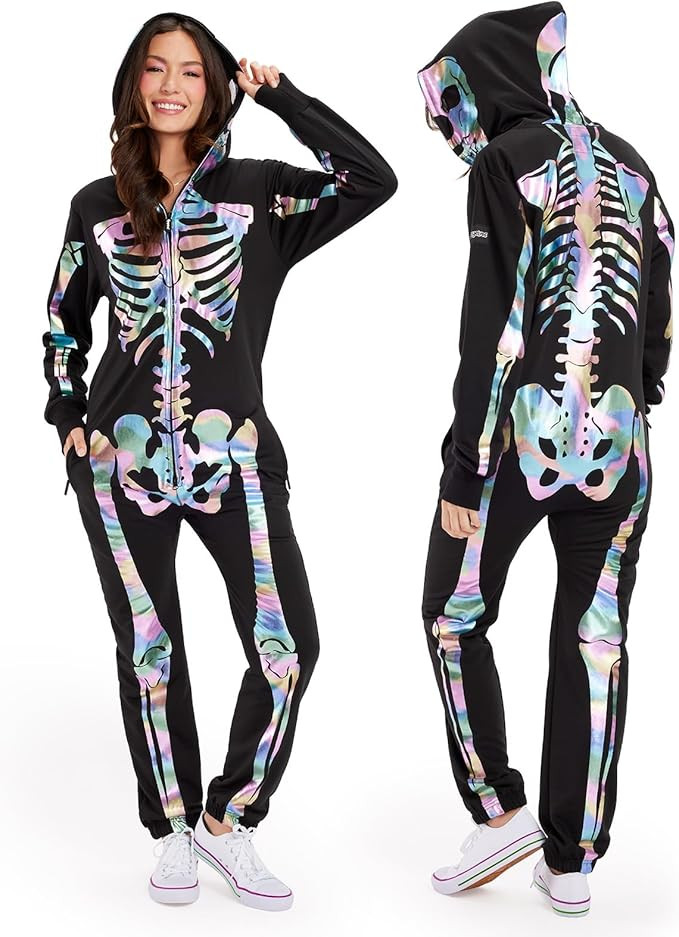 Tipsy Elves Halloween Skeleton Costume for Women - Comfy Easy Adult Onesie Jumpsuit - Front and B... | Amazon (US)