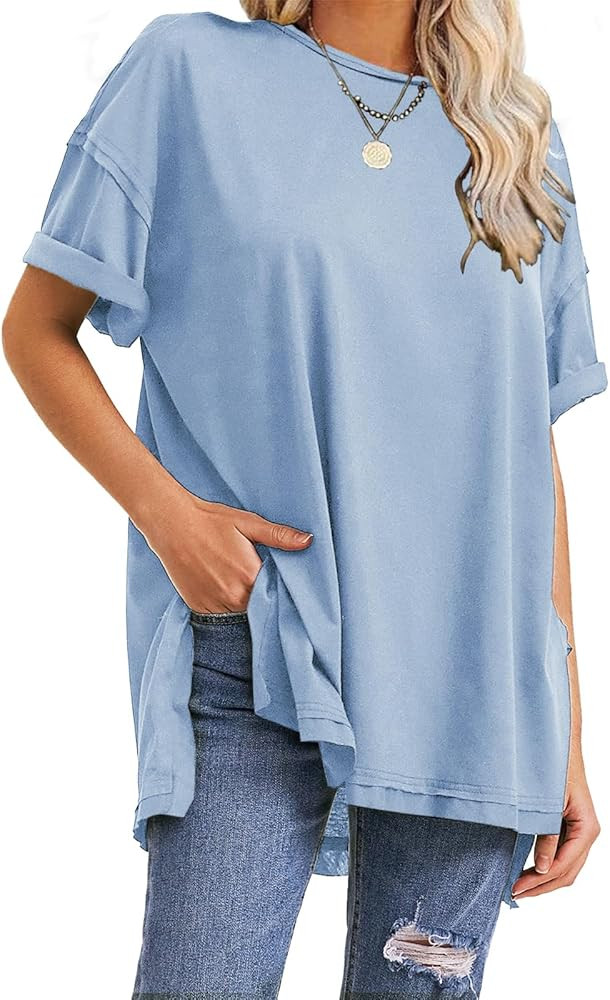 EXLURA Womens Oversized T Shirt Casual Short Sleeve Loose Maternity Tops Summer Crewneck Tunic Pl... | Amazon (US)