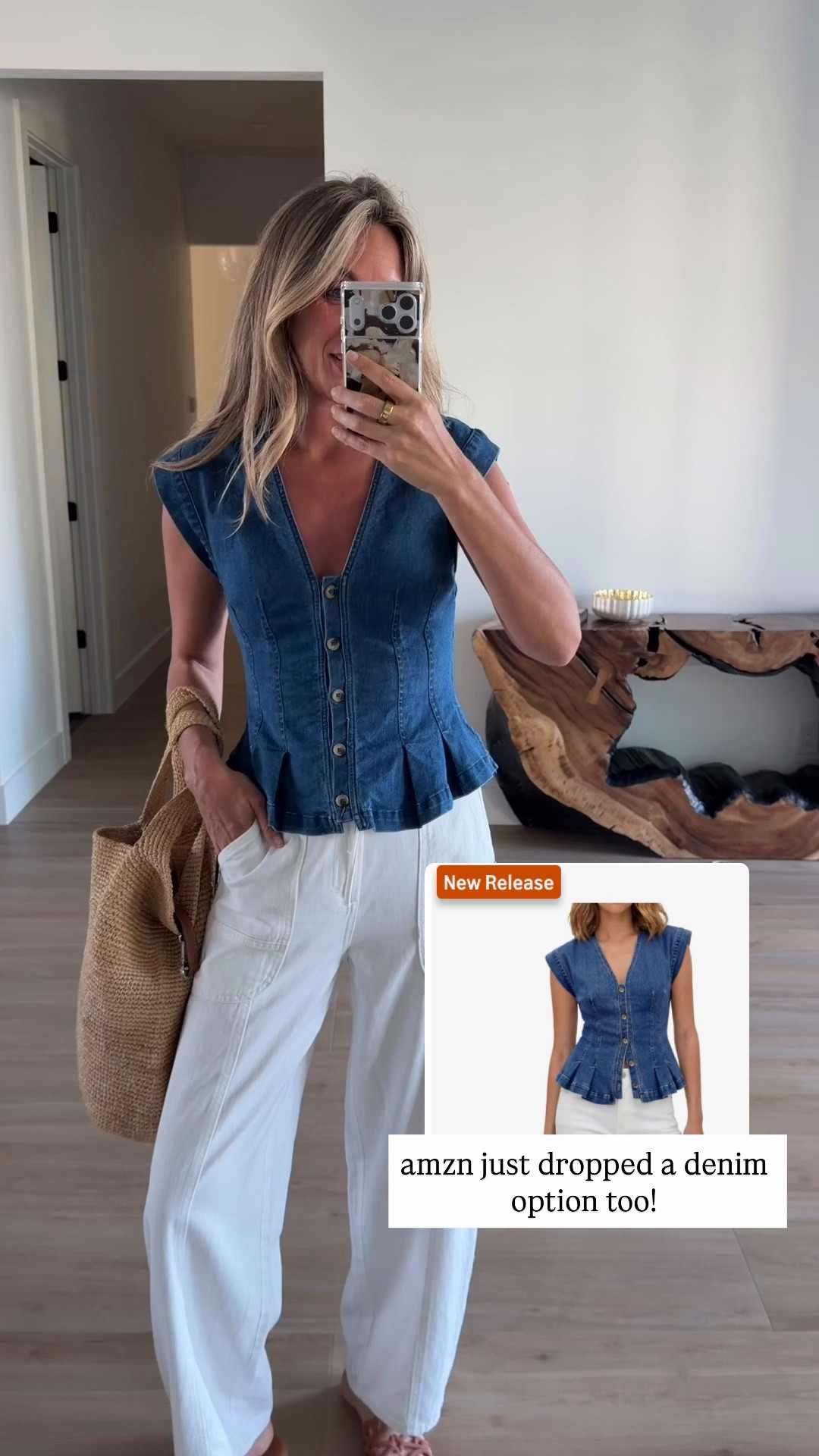 Amazon denim vneck vest 

#LTKSeasonal #LTKootd #LTKmomlife