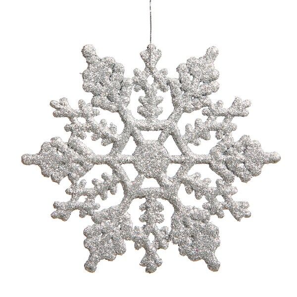 Silver Plastic 4-inch Glitter Snowflake Ornaments (Case of 24) | Bed Bath & Beyond