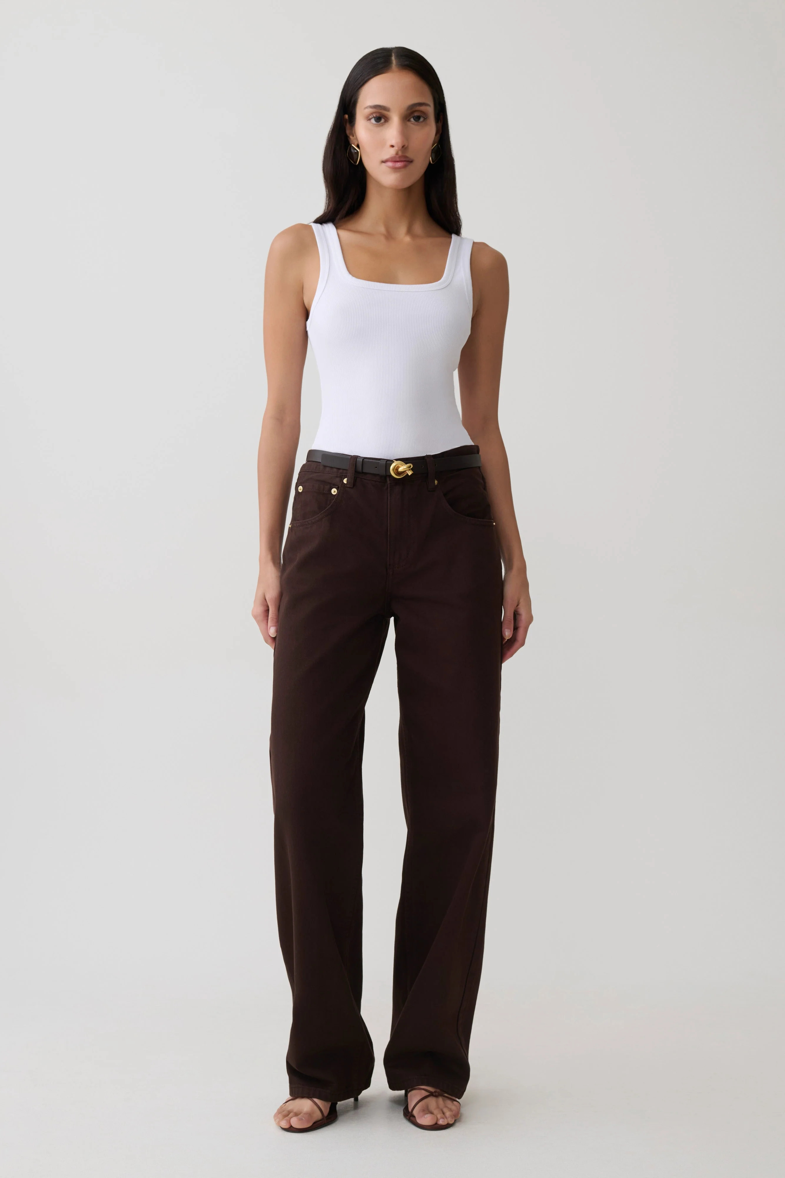 Mannon Mid Rise Denim Jeans - Chocolate | MESHKI US