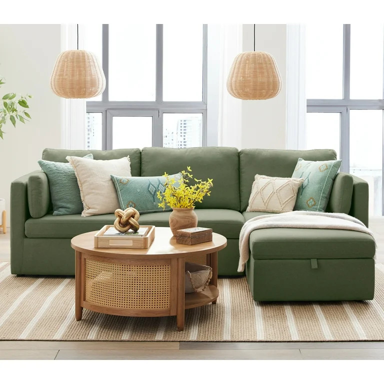 Better Homes & Gardens Modular Sectional Sofa with Storage Ottoman, Olive | Walmart (US)