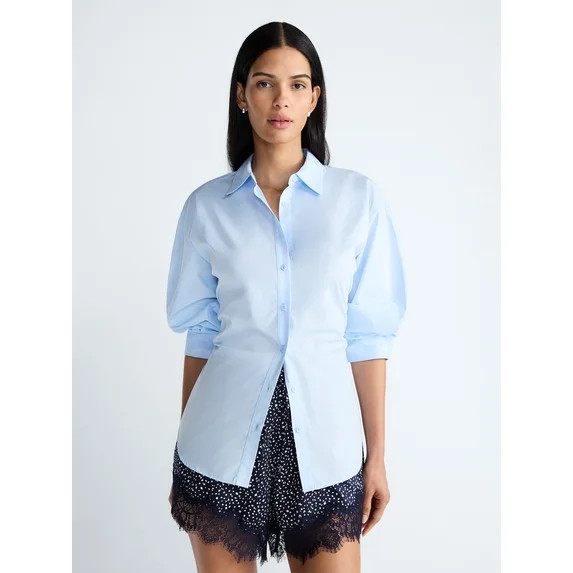 Devil Wears Prada Scoop Collection Women's and Women's Plus Lace Up Cotton Shirt, Sizes XS-4X | Walmart (US)