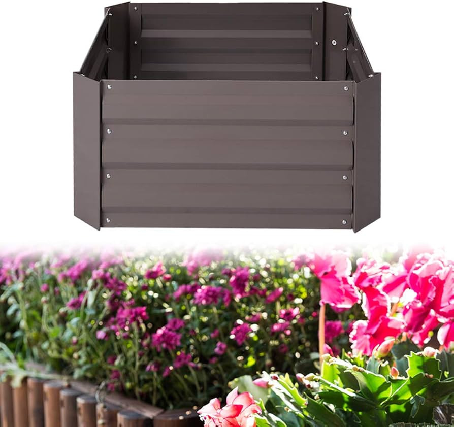 Raised Grow Bed Steel Sheet for Vegetable Planter Grops Garden Outdoor Patio, 120 x 90 x 30cm, Br... | Amazon (UK)