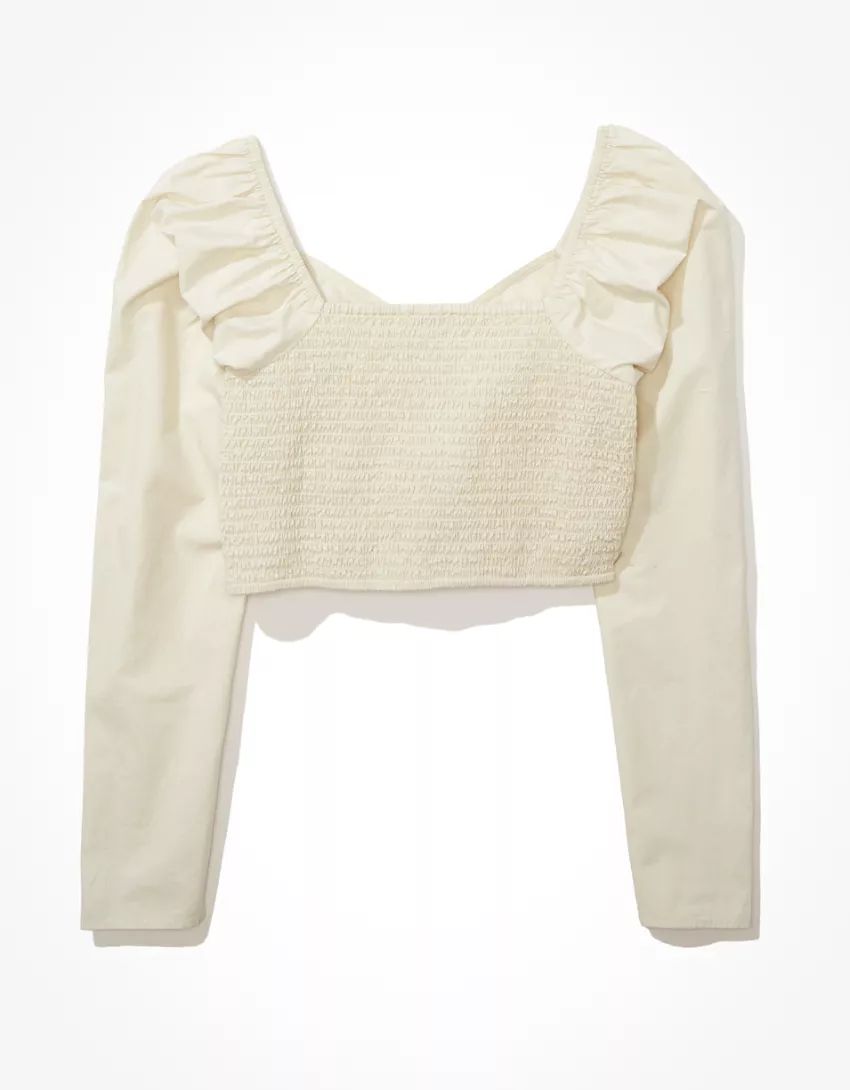 AE Smocked Sweetheart Blouse | American Eagle Outfitters (US & CA)