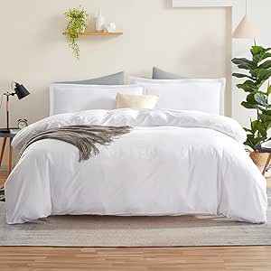 Nestl White Duvet Cover Queen Size - Soft Queen Duvet Cover Set, 3 Piece Double Brushed Queen Siz... | Amazon (US)