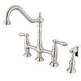 Kingston Brass KS1278ALBS Heritage Bridge Kitchen Faucet, 8-3/4", Brushed Nickel | Amazon (US)