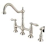 Kingston Brass KS1278ALBS Heritage Bridge Kitchen Faucet, 8-3/4", Brushed Nickel | Amazon (US)