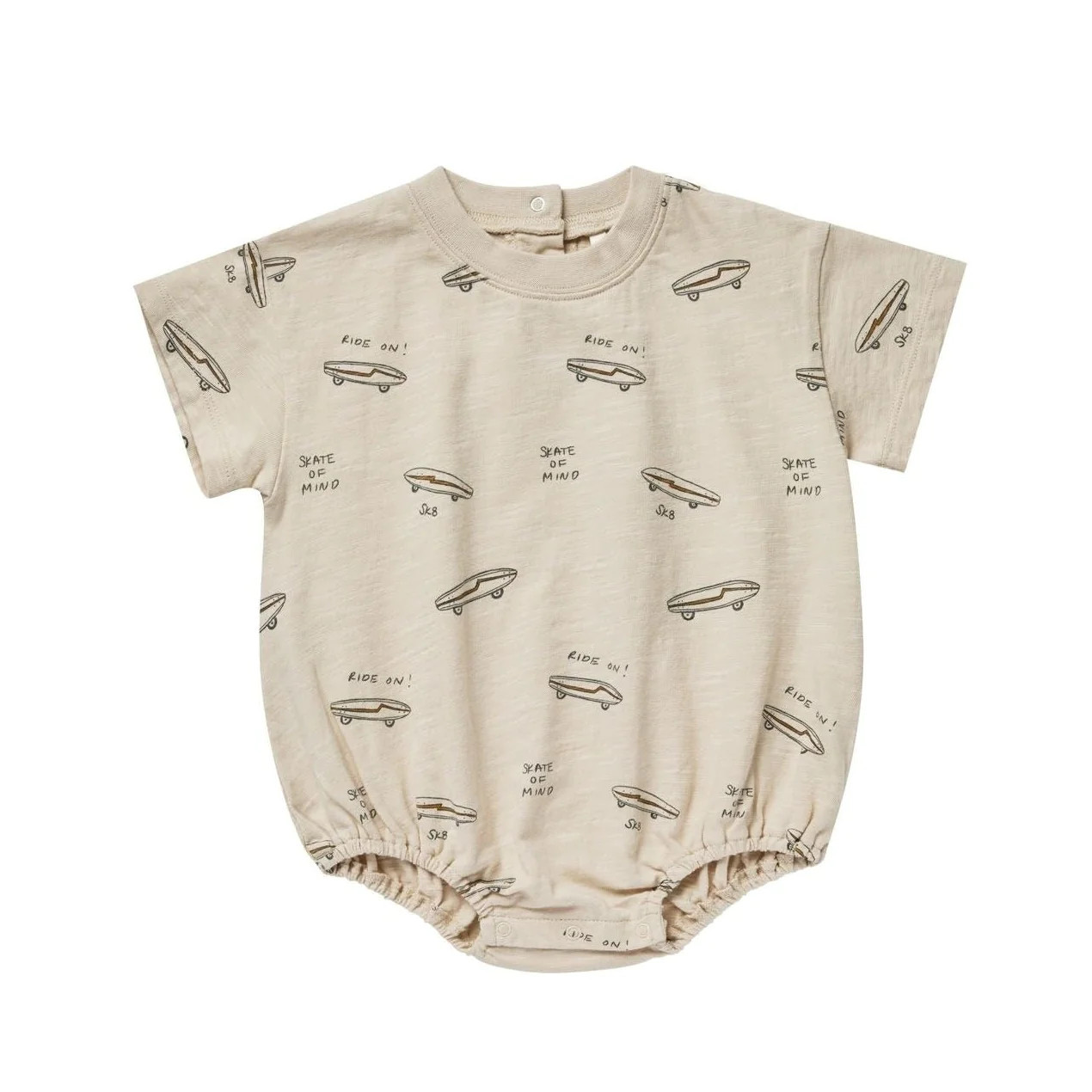 Rylee and Cru Relaxed Short Sleeve Bubble Romper - Skate - Natural | The Baby Cubby | The Baby Cubby