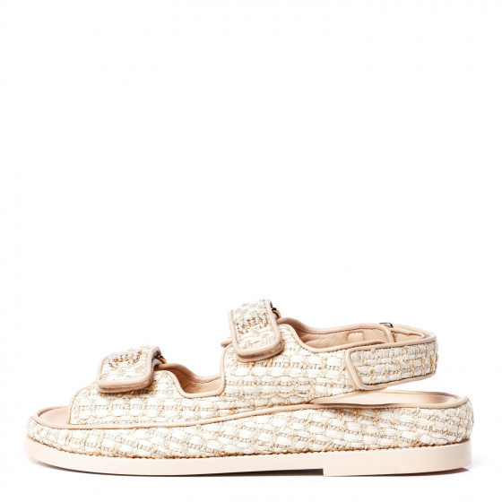 CHANEL

Braided Fabric Velcro Dad Sandals 35.5 Beige | Fashionphile
