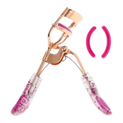 Unique Bargains Women Heart Pattern Handle Eyelash Curler for Travel 1 Pc Pink Rose Gold Tone | Target