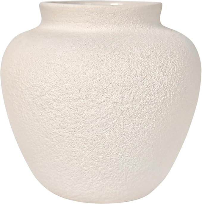 5.9" Small White Round Ceramic Vase, Coffee Table Shelf Decor | Amazon (US)
