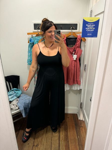Drop waste wide leg jumpsuit from American Eagle! I’m in a size large and this is so extremely comfortable! 

#LTKFindsUnder50 #LTKStyleTip #LTKMidsize