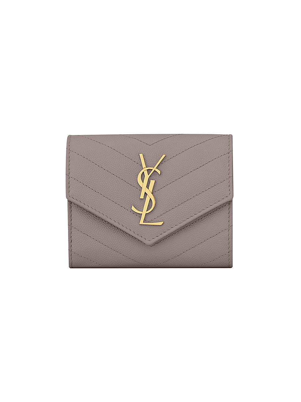 Cassandre Matelassé Compact Tri Fold Wallet In Grain De Poudre Embossed Leather | Saks Fifth Avenue