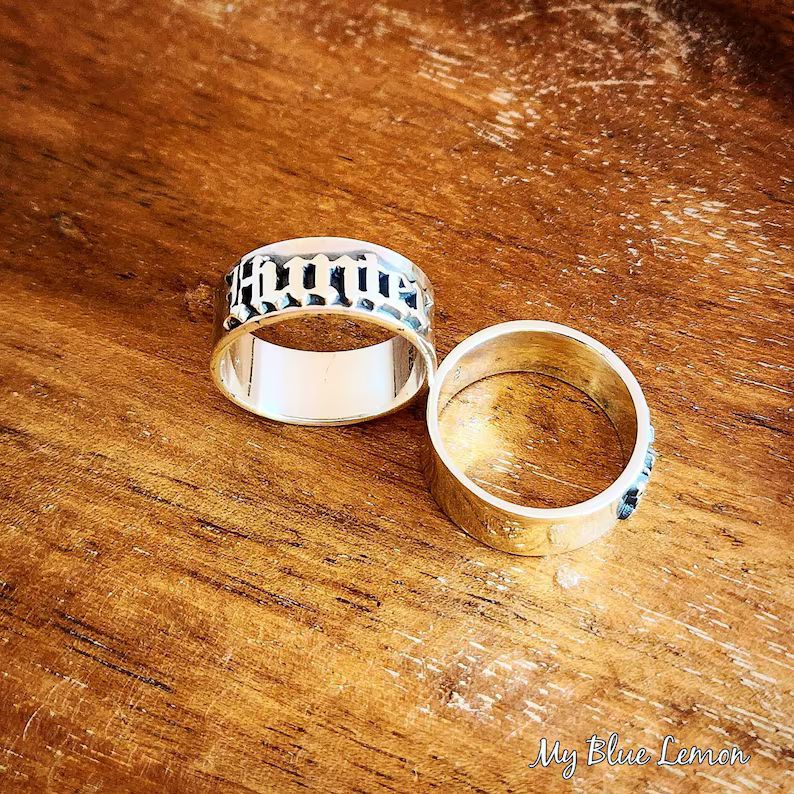 Sterling Silver Old English Style Ring Vintage Font Gothic Name Ring ORDER ANY NAME - Etsy | Etsy (US)