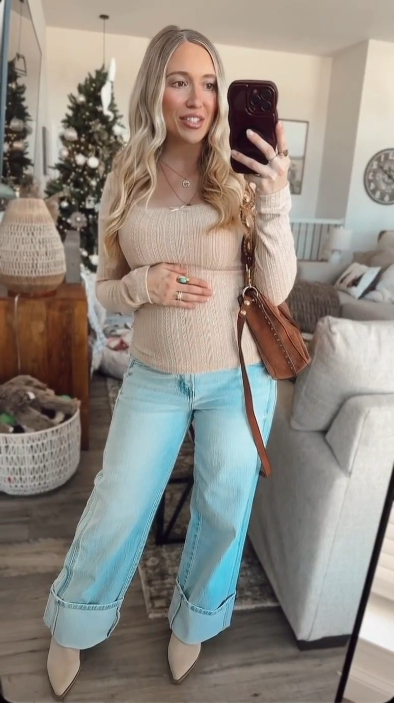 pink blush maternity fall + winter staple 🍂 size 25 in the jeans and a small in the top! 

date night bump friendly outfit, church bump friendly outfit, maternity date night outfit 


#LTKPetite #LTKBump #LTKootd