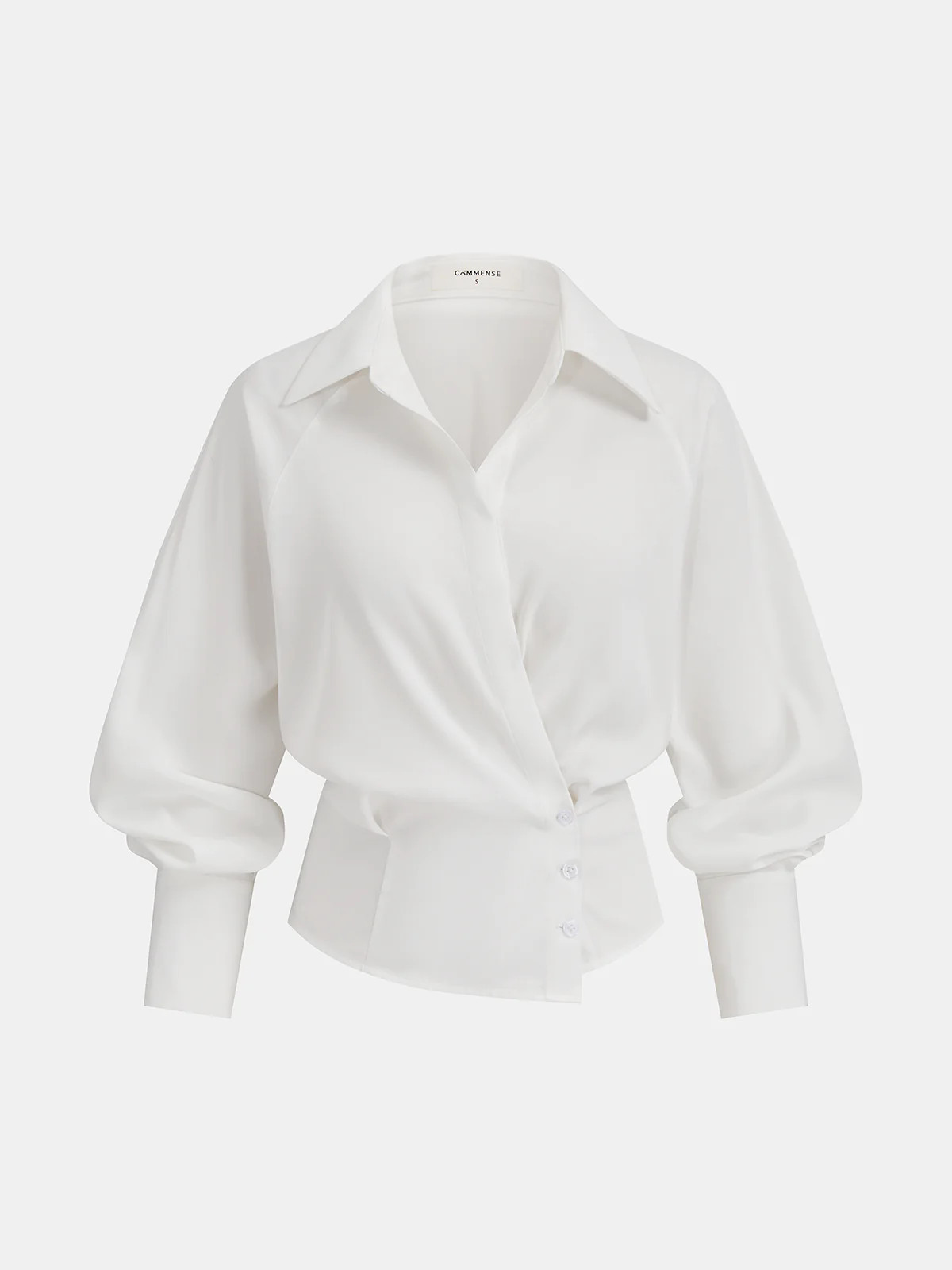 Bloused Waist Wrap-Front Blouse | Commense