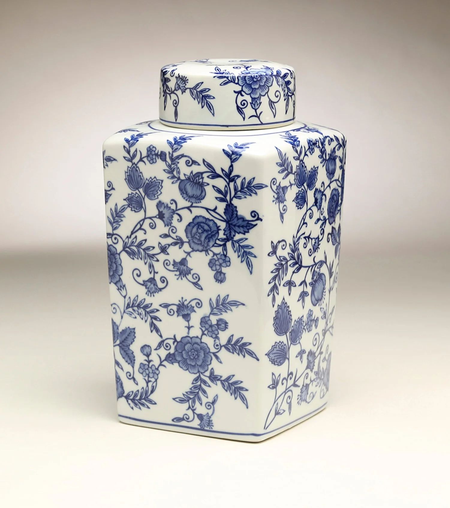 AA Importing 59950 12 Inch Square Blue & White Jar - Walmart.com | Walmart (US)