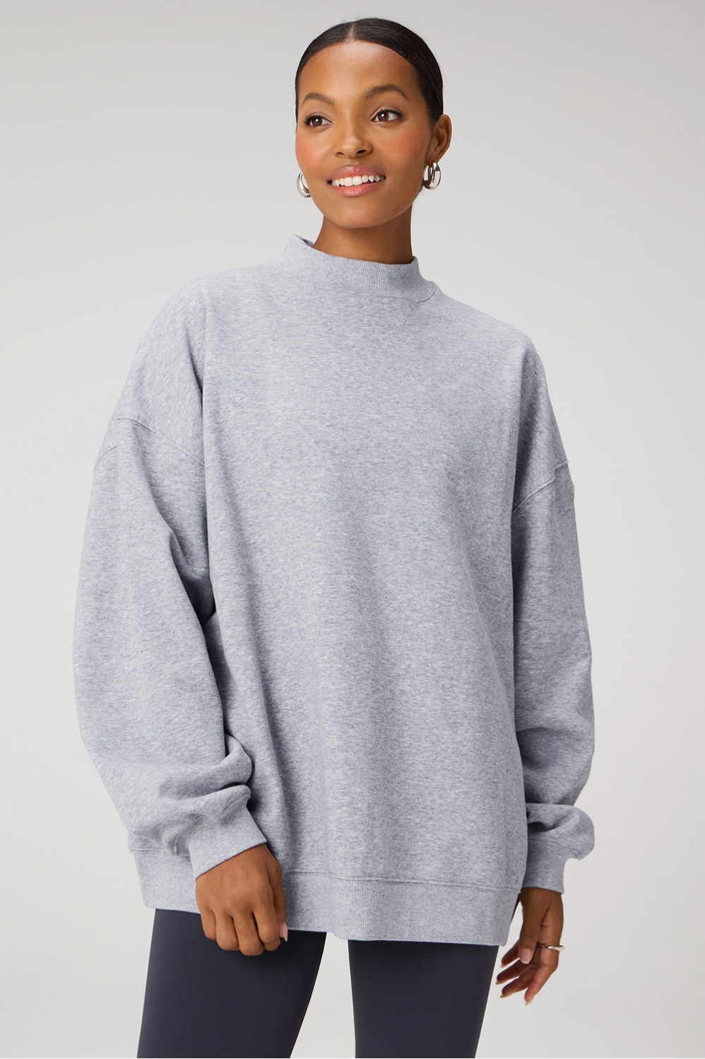 Cozy Fleece Oversized Mock Neck Sweatshirt | Fabletics