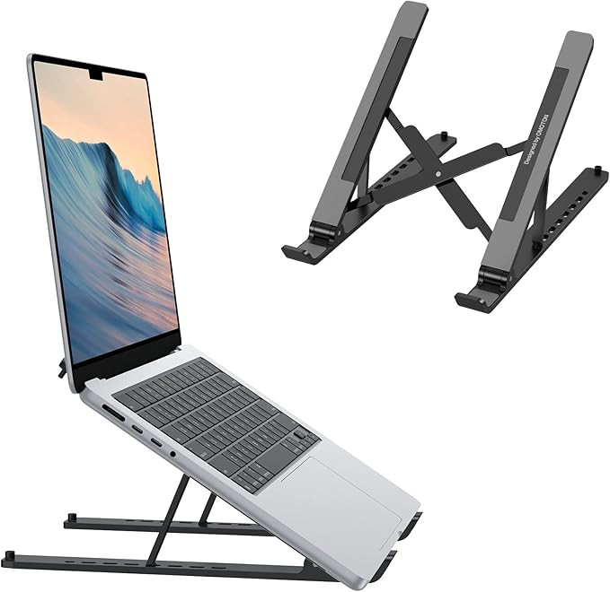 Portable Laptop Stand, OMOTON Laptop Stand for Desk Ergonomic 7-Levels Angles Adjustable Computer... | Amazon (US)