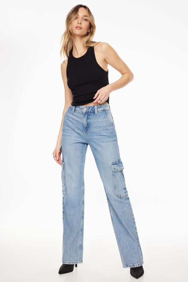 Amber Cargo Wide Leg Jeans | Dynamite Clothing