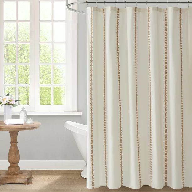 My Texas House Alice Beige Tufted Stripe Cotton Shower Curtain, 72" x 72" | Walmart (US)