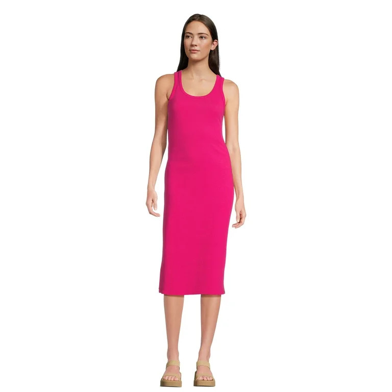 Time and Tru Women's Ribbed Knit Midi Tank Dress, Sizes XS-XXXL | Walmart (US)