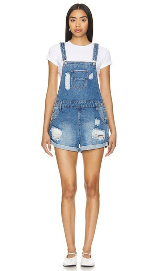 MORE TO COME Pippa Overall Shorts in Denim-Medium. - size XS | Revolve Clothing (Global)