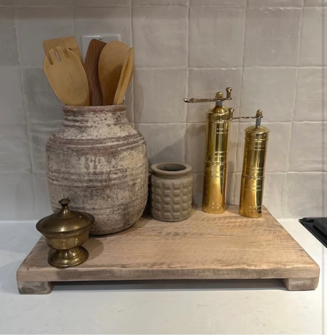 Countertop Tray, Rustic Trivet Riser, Plant Stand, Kitchen Decor Stand, Bathroom Counter Tray, Di... | Etsy (US)