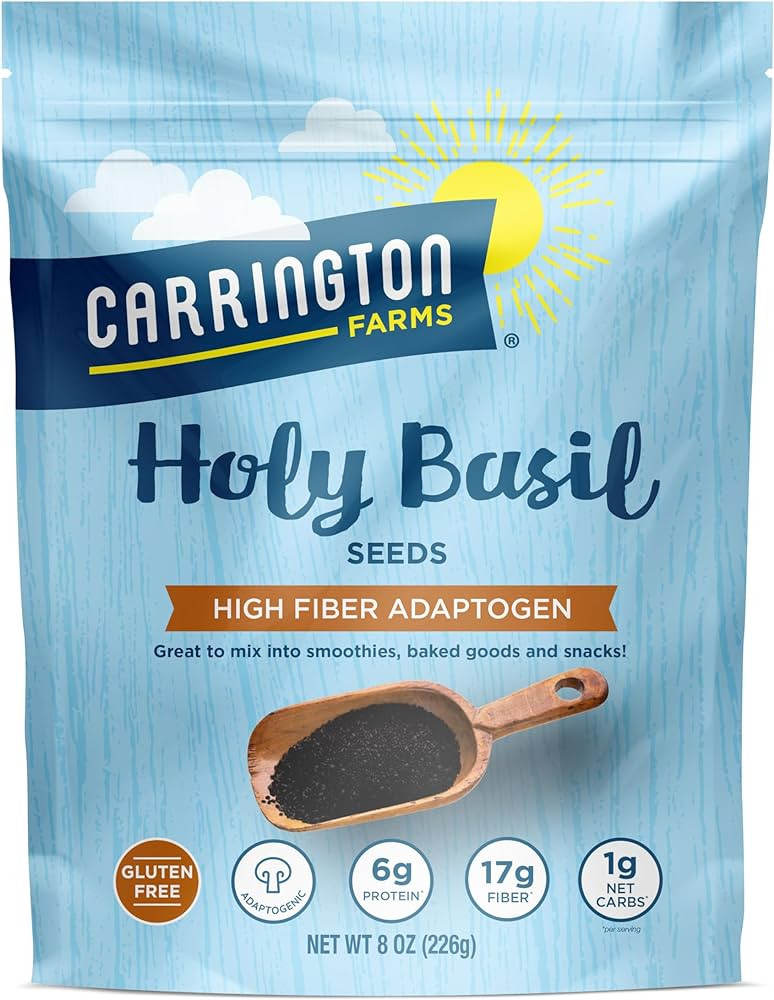 Carrington Farms Holy Basil Seeds – Gluten Free, Paleo, Keto, High Fiber Seeds – Calcium Pack... | Amazon (US)