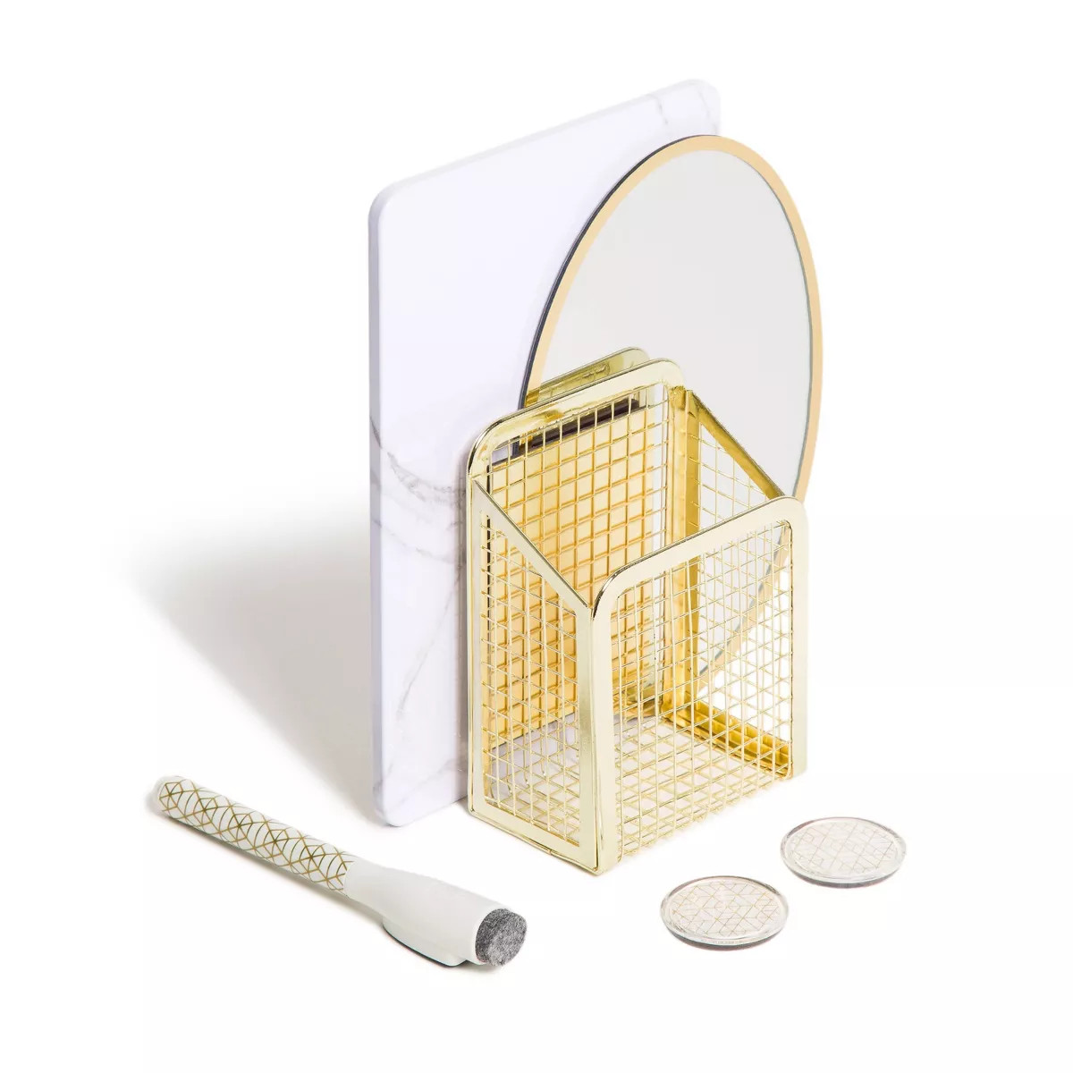 U Brands 6ct Magnetic Locker Accessory Kit Gold Wire Marble | Target