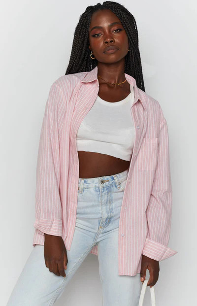 The Sarah Shirt Pink Pinstripe | Beginning Boutique (AU)