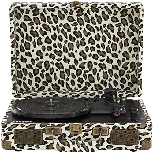 Crosley CR8005F-LP Cruiser Plus Vintage 3-Speed Bluetooth in/Out Suitcase Vinyl Record Player Turntable, Leopard | Amazon (US)