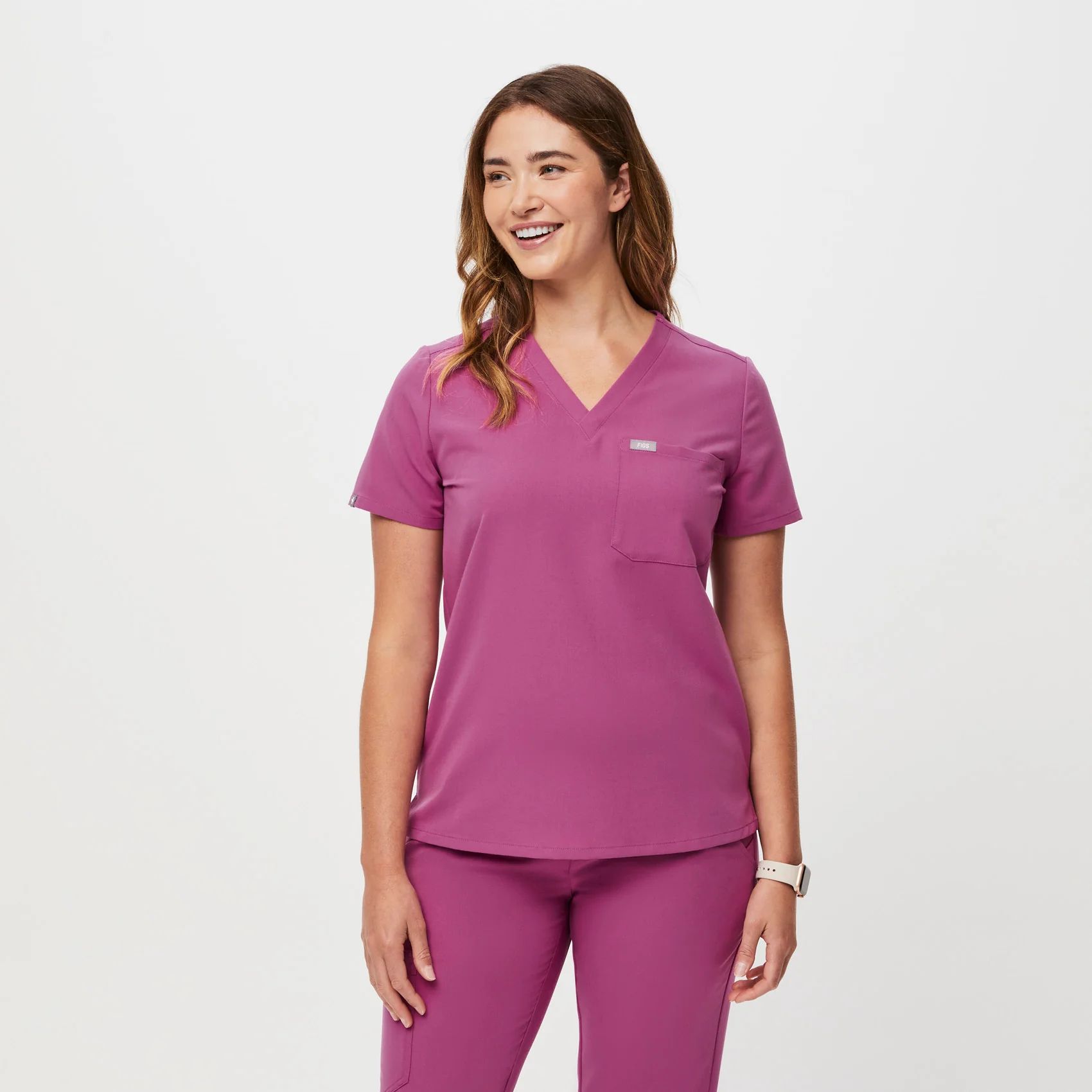 Women's Catarina One-Pocket Scrub Top - Bright Fuchsia · FIGS | FIGS