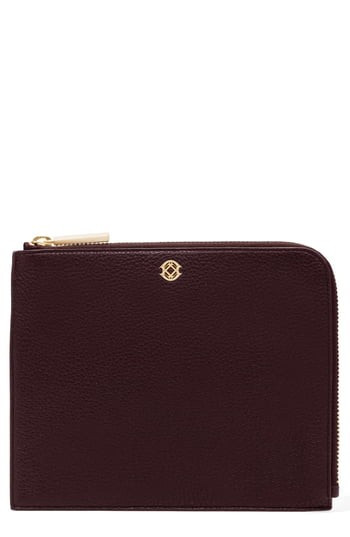 Dagne Dover Large Elle Leather Clutch - Burgundy | Nordstrom